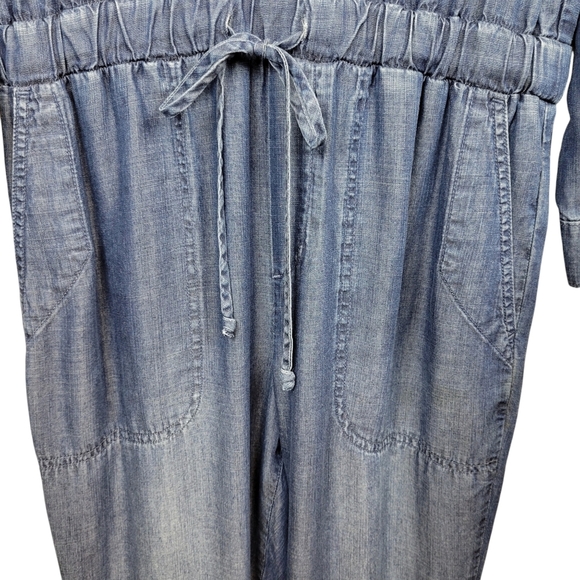 Sundance Catalog Cloth & Stone Vida Jumpsuit Size S Tencel Chambray Button Front - Picture 7 of 13